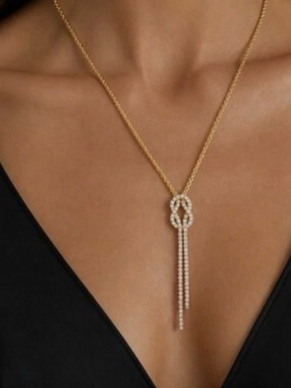DIAMONIQUE ITALIA GOLD-PLATED over silver SCARF NECKLACE new in box 3.9 ct